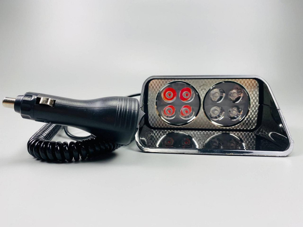 Маячок проблисковий автомобільний S8 стробоскоп мигалка 9-80V 8 led діодів синій+червоний спалах (під скло) Мукачево - фото 5
