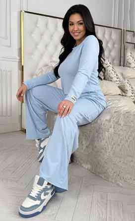 Женский костюм штаны с лонгсливом Голубой 42/44 Харьков