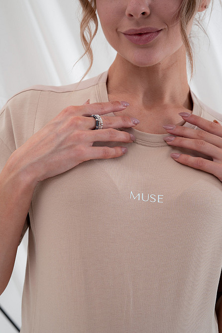 Футболка для беременных и кормящих мам оверсайз с секретом кормления Muse S Юла Мама бежевый Кривой Рог - изображение 4