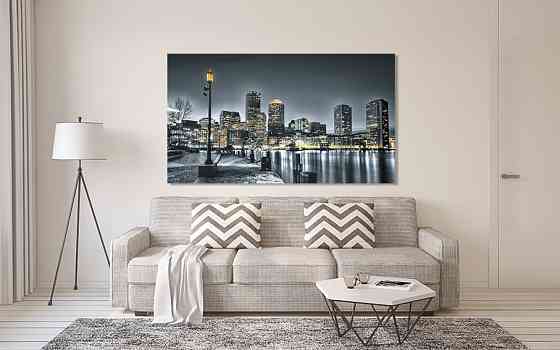 Картина холст в гостиную / спальню   Нічне місто    MLP_335 70x140 см Киев