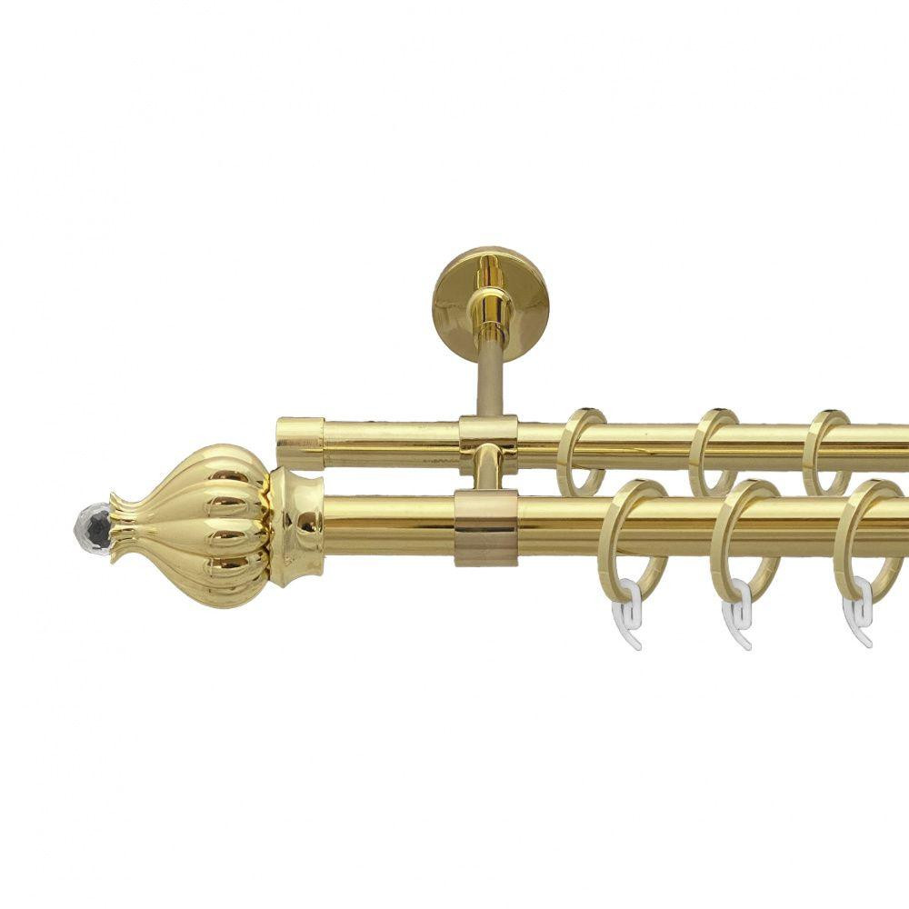 Карниз Orvit Таджа-Кристал металевий дворядний закритий гладка труба кільце фасонне металеве  Золото 19\16 мм Львов - изображение 1