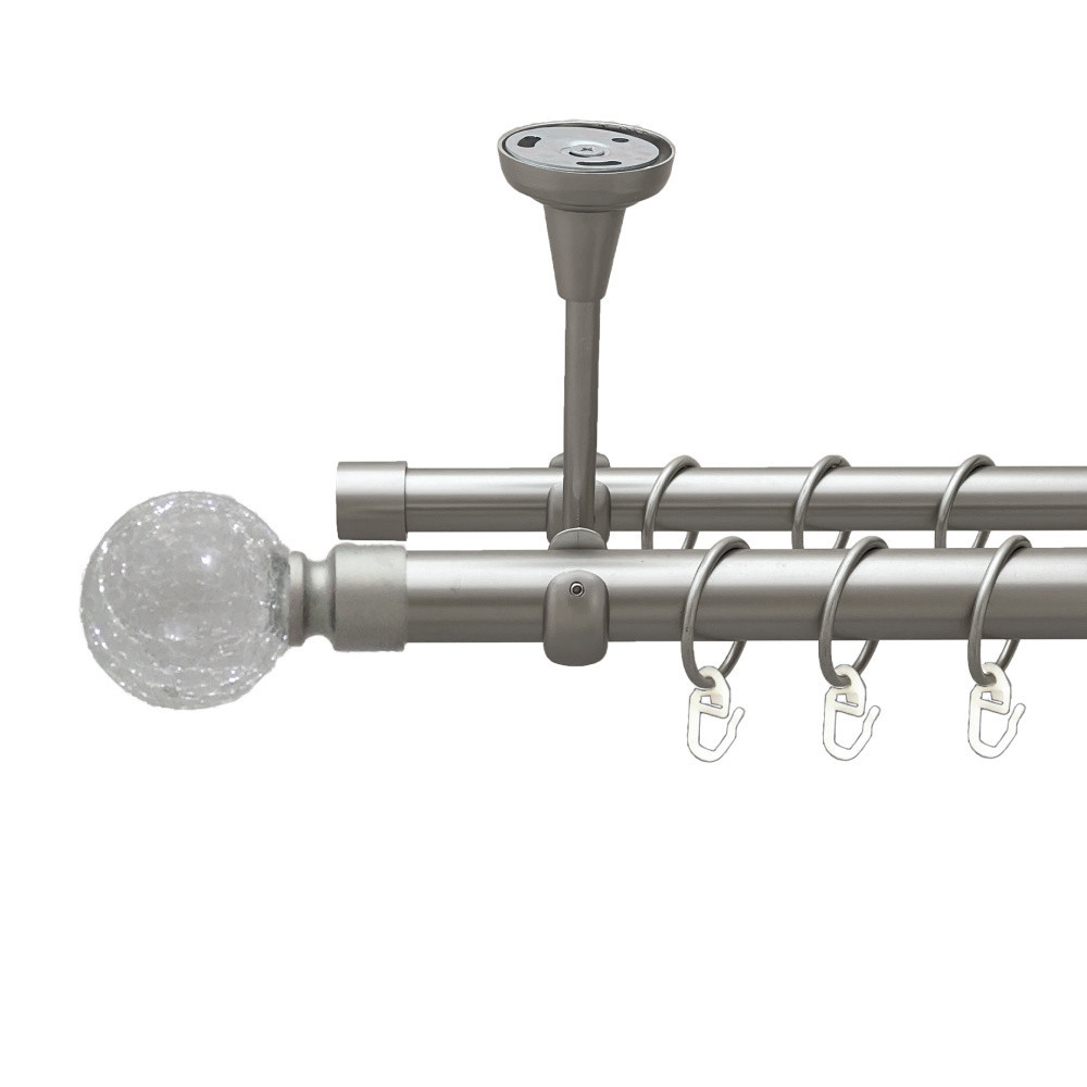 Карниз Orvit Сепія металевий дворядний відкритий до стелі гладка труба кільце металеве Сатин 25\19 мм 160 см (00-00023948) Львів - фото 1