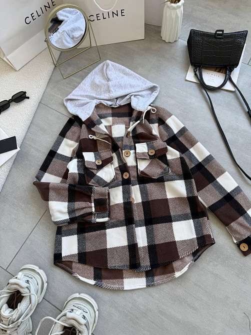 Жіноча тепла оверсайз сорочка з капюшоном турецький двосторонній фліс Полар Шоколад, 42/46 Одеса - фото 4