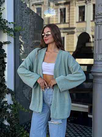 Жіночий теплий модний кардиган альпака М'ятний, 46/48 Одеса