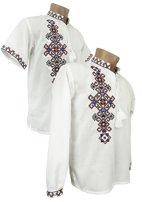 Чоловіча вишиванка на короткий рукав з вишивкою на спині в білому кольорі Київ - фото 2