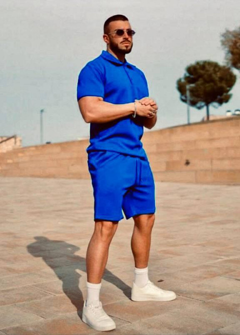 Чоловічий стильний повсякденний літній костюм трикотаж двонитка Електрик, 54/56 Одеса - фото 2