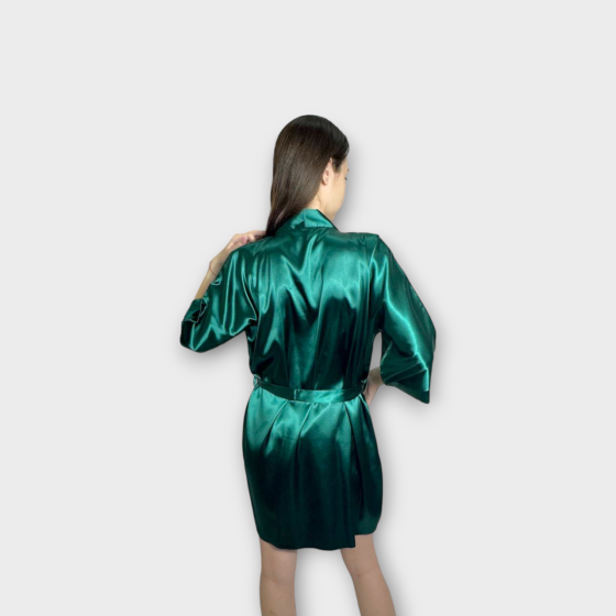 Халат женский атласный под пояс длина 90см Зеленый M/L Харьков