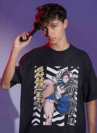 Футболка для мальчика аниме Кхун Ли Стреет Фигхтер оверсайз (рост от 165 до 180 ) Черний AnimeJ0935m Днепр