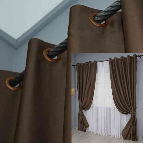 Комплект штор на люверсах VR-Textil Midnight № 1677ш 150х270 см 2 шт Коричневый (37-0219) Киев
