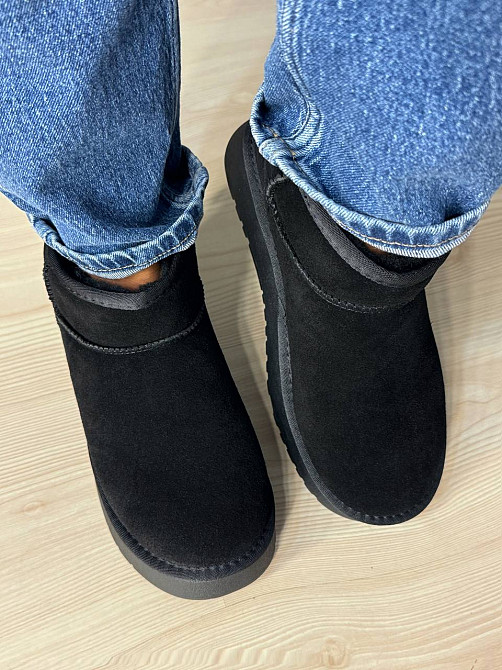 Угги женские Hengji 25-1 натуральная замша короткие на высокой подошве черные, 36, 23 см Киев - изображение 18