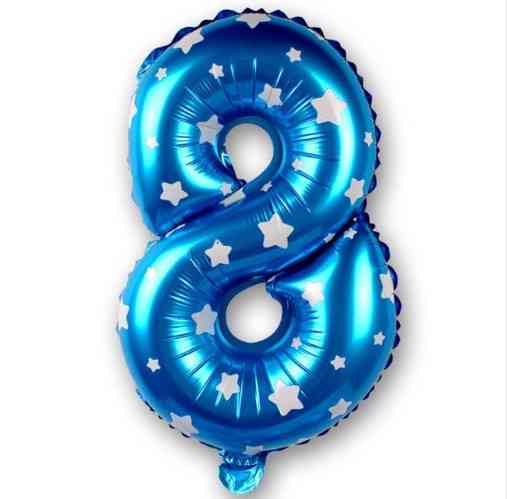 Шарик цифра 8 фольгированная со звездочками 32 дюйма голубой Киев