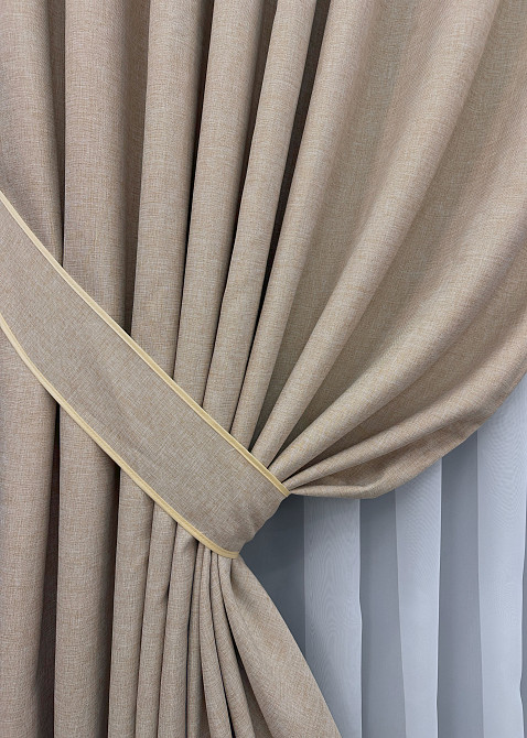 Комплект готовых штор VR-Textil ALORA-TON № 1874ш Бежевый 200х270см 2 шт (32-164) Киев - изображение 5