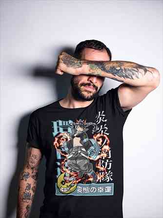 Футболка чоловіча з аніме принтом Аніме Фіре Форке Тамакі оверсайз (S/M/L) Чорний AnimeJ0013 Дніпро