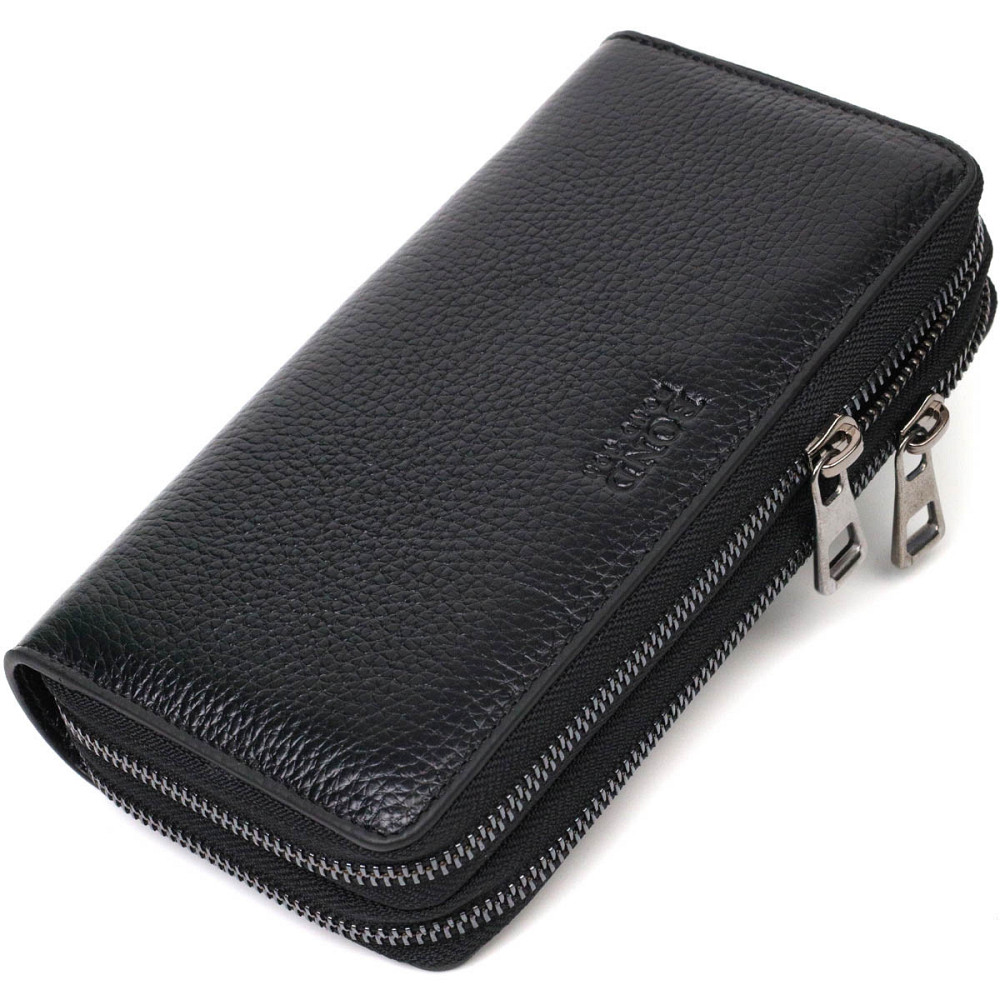 Практичний чоловічий клатч із двома відділеннями з натуральної шкіри Чорний (BOND) Київ - фото 5