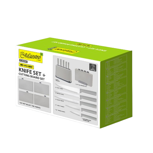 Набір ножів 10 предметів:(5шт + 4 обробні дошки + підставка) сірий MR-1412-GREY Maestro Житомир - изображение 10