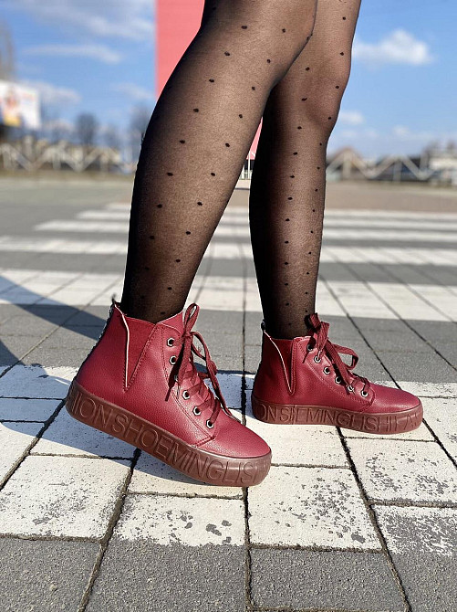 Черевики жіночі EA-3015 бордові еко-шкіра весна-осінь 37р.-24см. 38р.-24.5см. 40р.-25.5см. (106 Коломия - фото 1