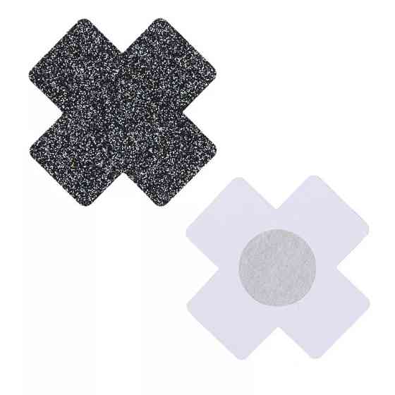 Наклейки на груди Хрест з блискітками 8*8см чорний Київ