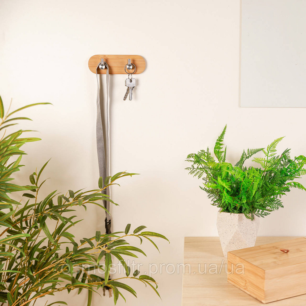 Планка Axentia Бонья самокл. с 2 крючками 15х5х3 см нерж бамбук (133878) Киев - изображение 5