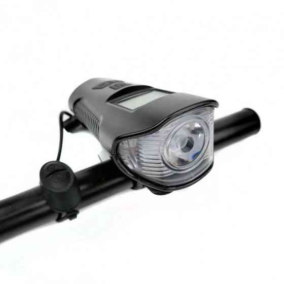 Велосипедный передний фонарь фара FY-317 с сигналом и велокомпьютером Винница
