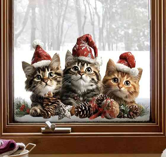 Новорічна наліпка на скло двостороння 