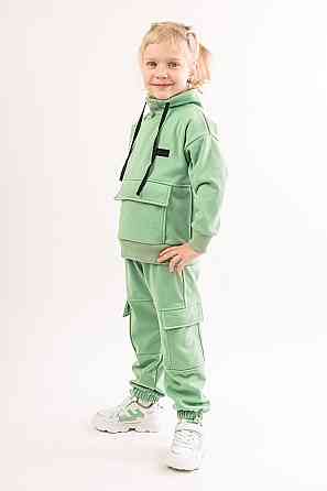 Костюм детский, спортивный х/б 100% (серый меланж, ментол, сиреневый,розовый, желтый) Крохатушка одяг 110, Ментол Киев