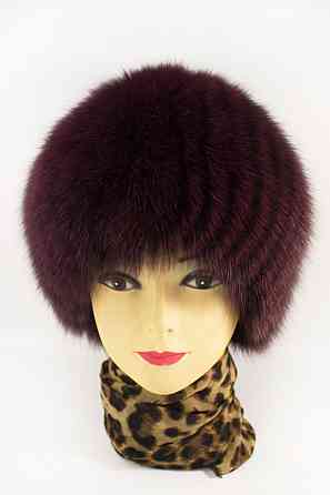 Шапка хутряна жіноча з песця стріха Анастасія Бордовий Харків