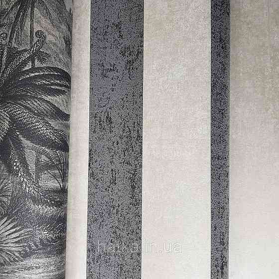 Шпалери флізелінові еко Rasch Kerala 0.53х10 м широкі чорні смуги і молочні ефект потертості Київ