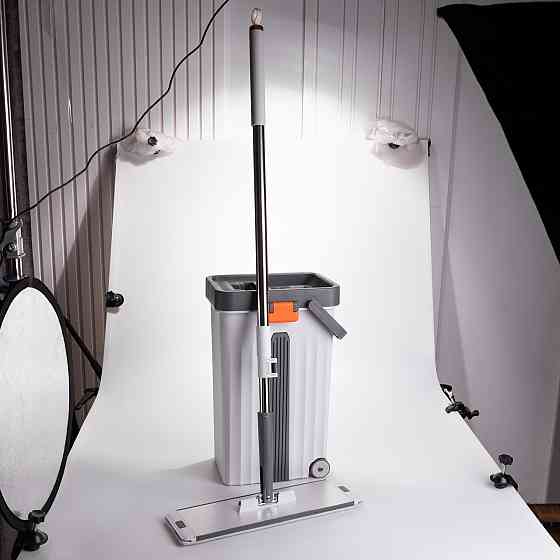 Швабра з відром 14 л для миття підлоги з віджимом плоска насадка з мікрофібри HP-35015-59 Коломия