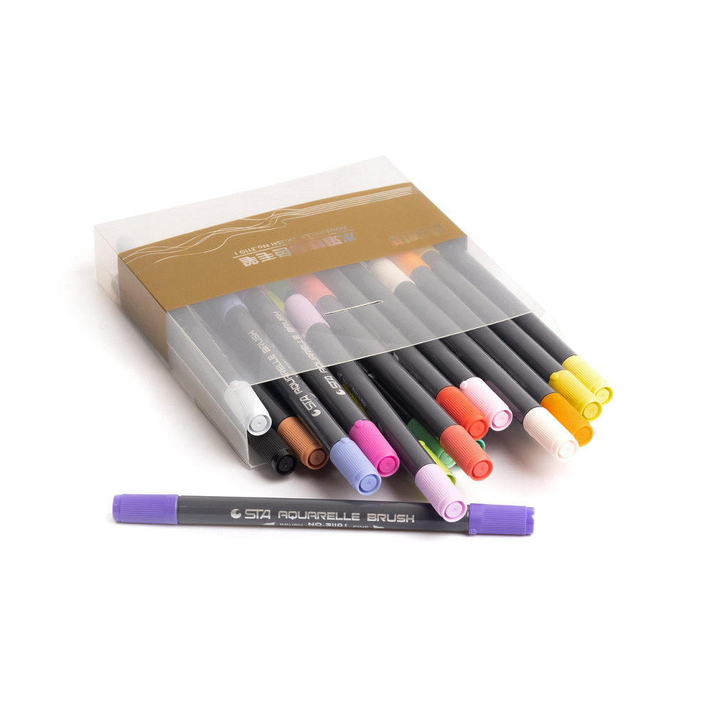 Набор двусторонних акварельных маркеров на водной основе STA 24 цвета, маркеры для скетчинга и рисования Каменец-Подольский - изображение 10