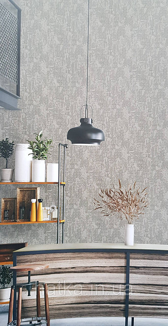 Шпалери вінілові на флізеліні AdaWall Omega1.06х10 під штукатурку кора дерева щільні зелені беж 23212-5 Київ - фото 1