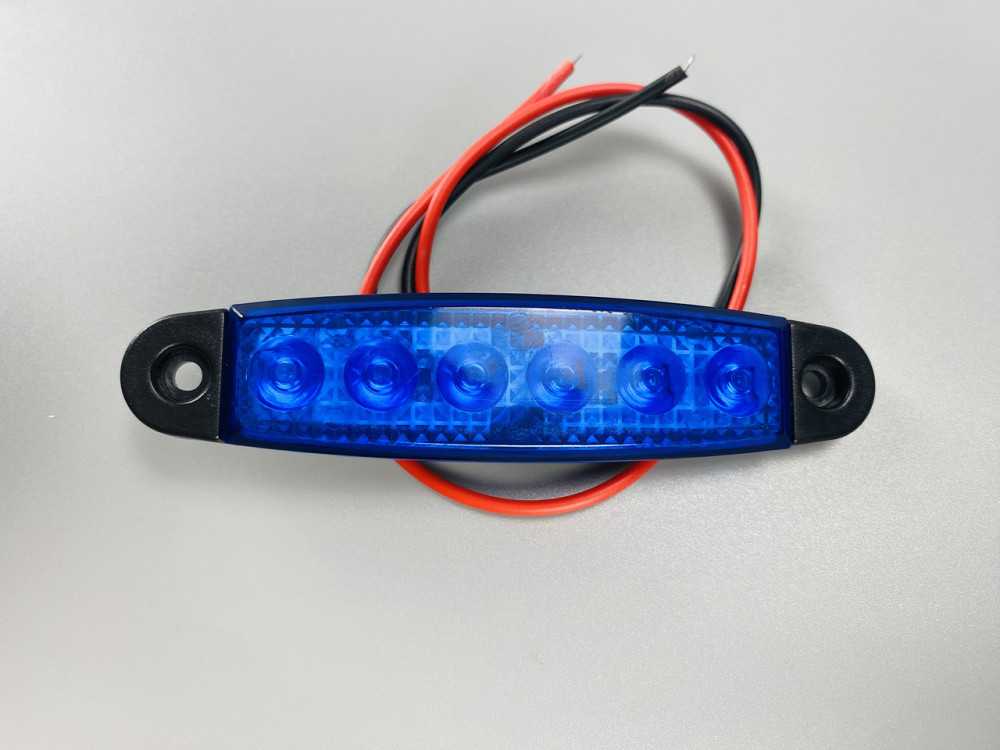 Ліхтар LED габаритний 24V IP67 6 led діодів SMD синій, оптична лінза + кріплення для авто Мукачево - фото 2