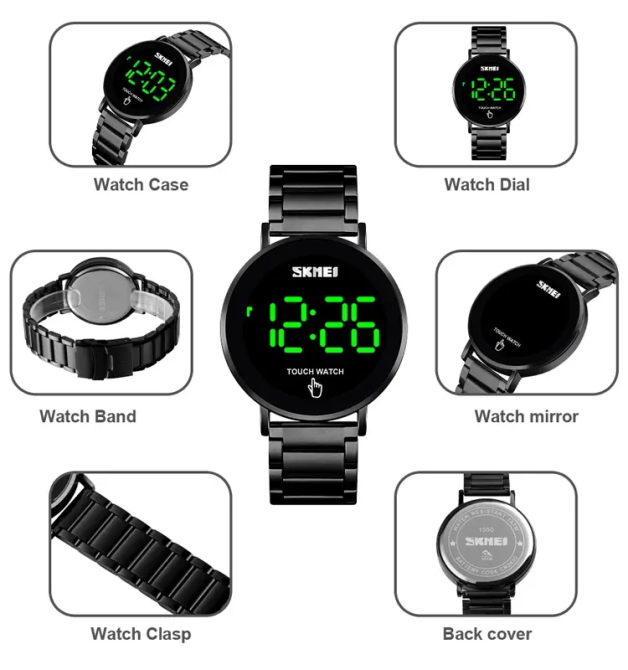 Наручные мужские часы Skmei Light 1550 (Черные) Винница - изображение 7