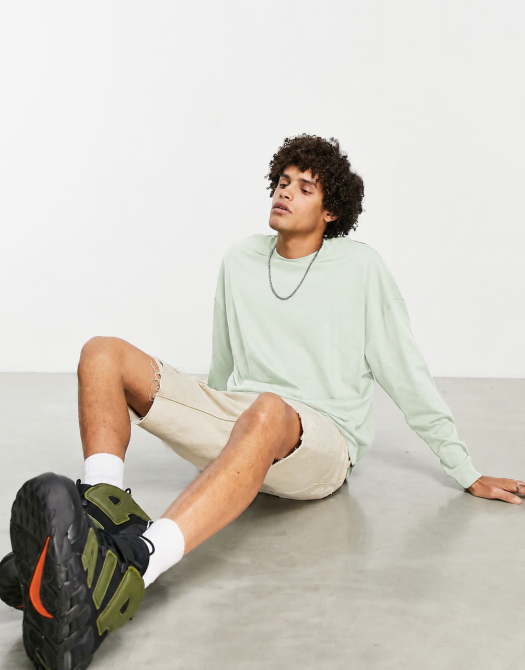 Лонгслив ASOS зеленый оверсайз, базовая хлопковая футболка с длинным рукавом Oversized S Киев - изображение 4