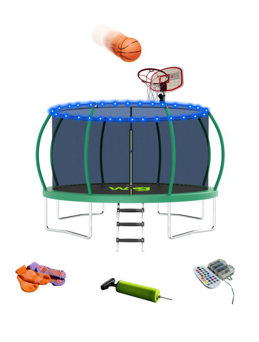 Батут WCG 366 см із внутрішньою захисною сіткою та LED підсвіткою 12FT (W-1204) Київ - фото 1