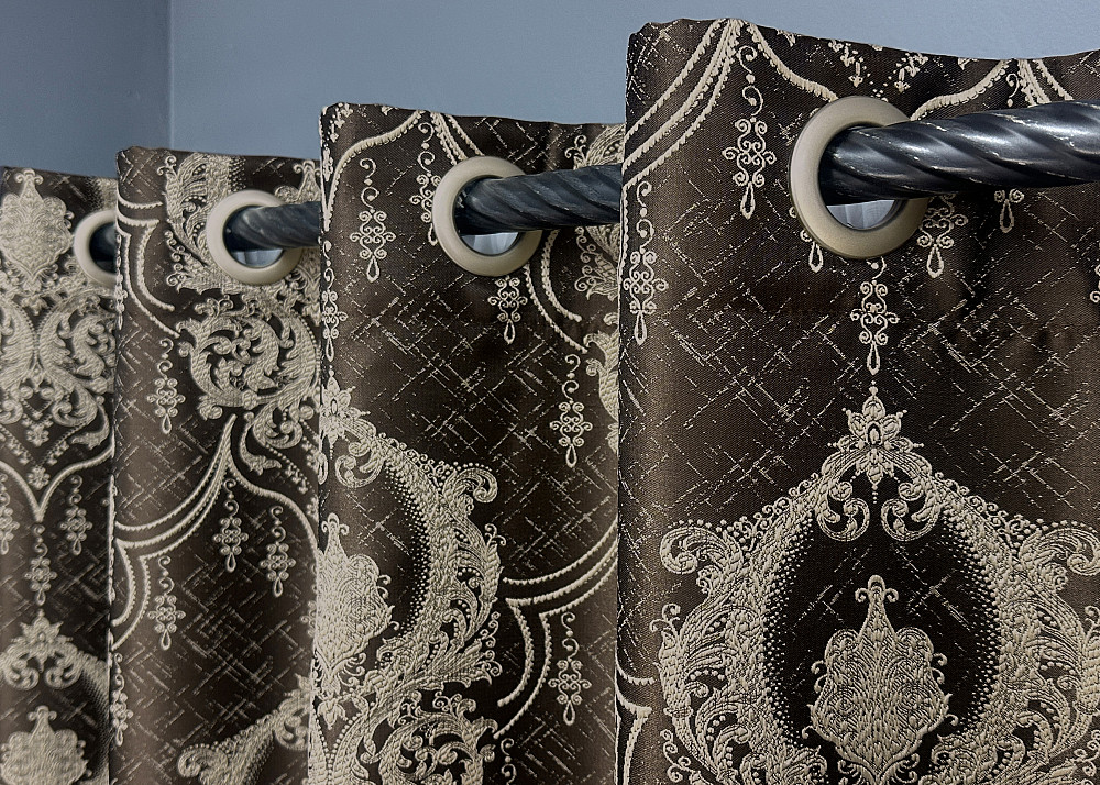 Комплект штор на люверсах VR-Textil Парча № 1774ш Венге с бежевым 155х270 см 2 шт (37-0263) Киев - изображение 8