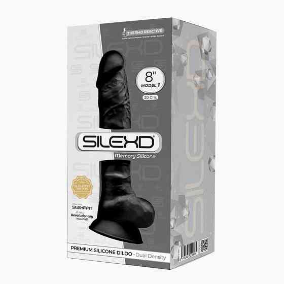 Фаллоимитатор SilexD Vetus Black (MODEL 1 size 8in), двухслойный, силикон+Silexpan, диаметр 4,2см Sex Aura Киев