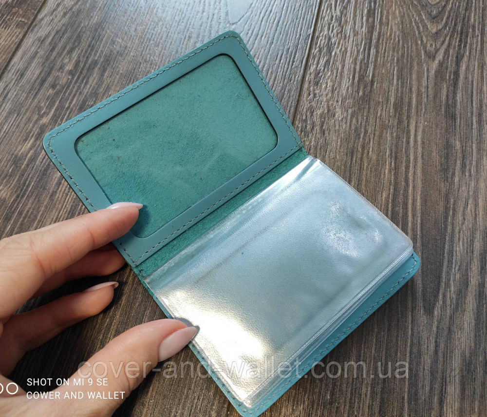 Бірюзова шкіряна обкладинка на права та ID паспорт ST Leather Київ - фото 7