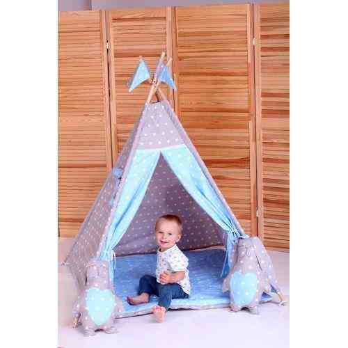 Вігвам Хатка комплект Принц Синій з сірим з подушками Київ