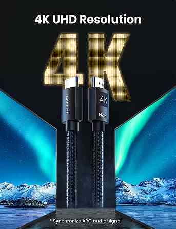 HDMI кабель v2.0 UGreen HD119 з підтримкою 4K@60Hz HDR ARC 40101 (Чорний, 2м) Николаев