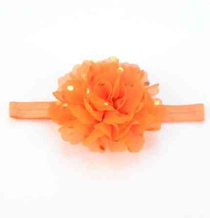 Повязка детская с цветком оранжевая - окружность 34-48см, диаметр цветка 10см Киев
