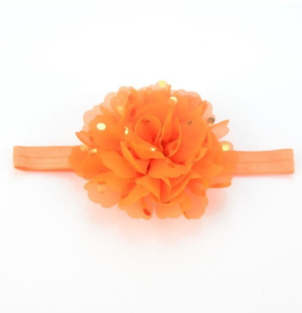 Повязка детская с цветком оранжевая - окружность 34-48см, диаметр цветка 10см Киев - изображение 1