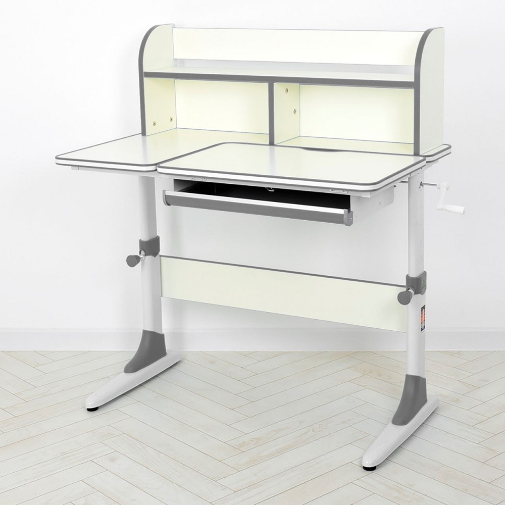 Парта з надбудовою та полицею знизу Без стільця Біло-сіра (M 4804-11) Чернігів - фото 1