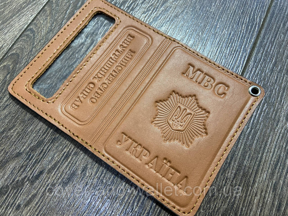 Шкіряна обкладинка на посвідчення "МВД" (Міністерство внутрішніх справ) із шевроном Київ - фото 7