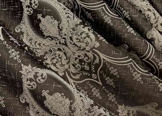 Шторная ткань парча цвет венге с бежевым 1774ш Киев