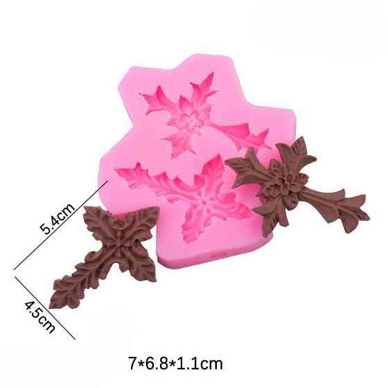 Молд силиконовый Крест 70 на 68 мм розовый Киев