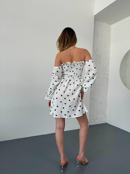 Жіноча романтична сукня із сердечками муслін Зелений, 46/48 Одеса - фото 3