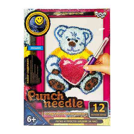 Набір для творчості: коврова вишивка Punch Needle "Ведмедик блакитний" PN-01-06 Вінниця