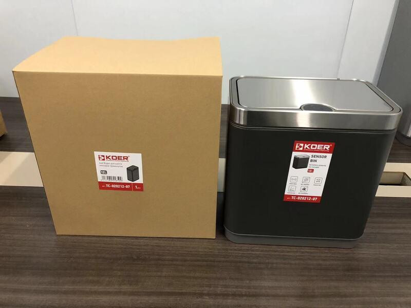 Відро для сміття сенсорне прямокутне Koer TC-020212-07 12 л колір графіт нерж. сталь антипалец (KR5585) Чернівці - фото 6