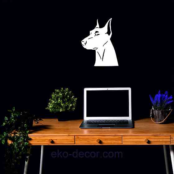 Декоративне настінне Панно «Доберман», Декор на стіну 50*35 см, Білий Київ