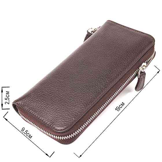 Практичный кошелек для женщин из натуральной зернистой кожи CANPELLINI 21617 Коричневый Киев